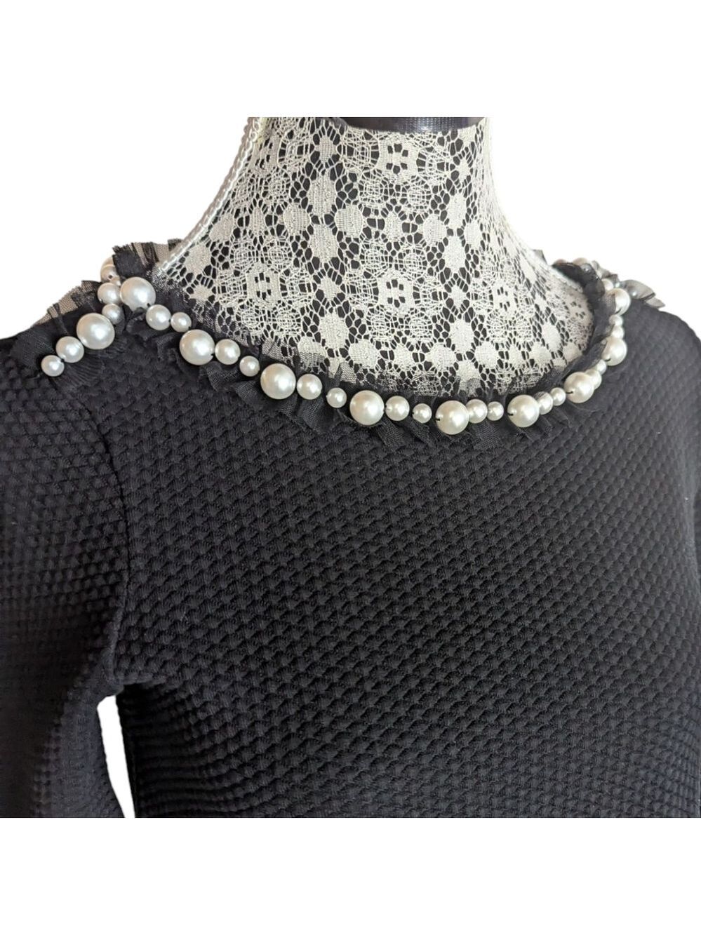 Carolina Herrera Black Textured Top